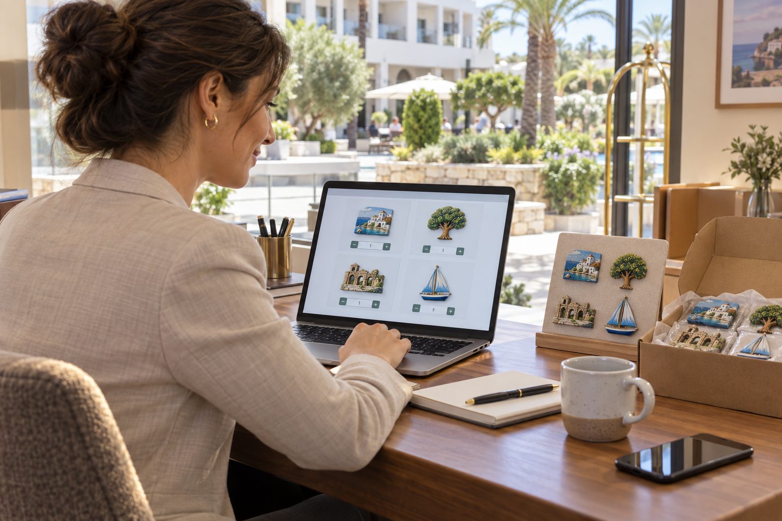 Laptop mit dem Magnetelio-Kundenbereich zur Nachbestellung freigegebener Motive